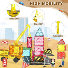 Magnetic Tiles Road Set Kids Toys, Magnetic City Construction Toys With Magnetic Crane for 3+ Year Old Boys Girls, Magnetic Blocks Building Toys STEM Toddlers Toys Magnetic Tiles for Kids Ages 3-5 4-8