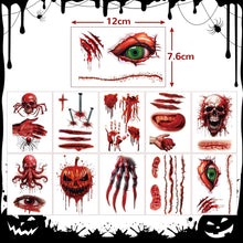 Halloween Temporary Face Tattoos - 2023 Upgraded 20 Sheets Realistic Waterproof Halloween Prank Mouth Tattoos and Fake Blood Vampire Makeup Tattoo Stickers for Halloween Party Cosplay Makeup Props