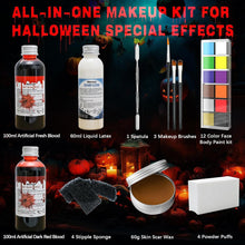 Dhnvcud Fake Blood Halloween Makeup, SFX Makeup Kits, Vampire Makeup Zombie Make Up Kit Halloween Special Effects Makeup Kit Fake Wounds for Halloween