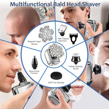 Head Shavers for Bald Men, 7D Magnetic Detachable Head Shaver Waterproof, Electric Men's Rotary Razor LED Display Grooming Kit and Wet/Dry Rechargeable Shaver with Beard Trimmer Nose Hair Clipper