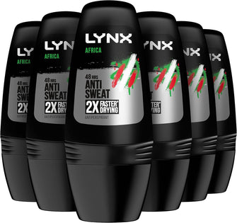 LYNX Africa 48-hour protection against odour and wetness Anti-perspirant Roll On deodorant with an iconic scent 6 x 50 ml