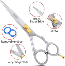 Hair-Cutting Scissor, Hairdressing Hair-Cutting Barber Salon Home Shears for Mustache and Beard Grooming Hair. Hairdresser Styling Thinning Trimming Cutting Scissors 6", Scissor Hair