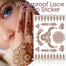 10 Sheets Temporary Tattoo Brown Red 3D Mandala Flower Tattoos Kit Indian Lace Stickers For Hand Arm Neck Body Art Waterproof Stencils for Women Girls Wedding Party Festivel Eid Al-Fitr Supplies