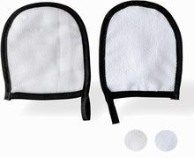 2 Pack Deep Exfoliating Face Mitts -Double Sided Reusable Microfibre Makeup Remover Gloves with Just Water-Exfoliating Glove & Face Remover Tool -Facial Cloth Mitt Cleansing for Women & Girls-White