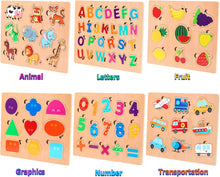 lenbest Wooden Puzzle Toddler Toys - 6PCS Jigsaw Puzzle - Toys for 3 Year Old Boys Girls - Montessori Kids Toys for 1 2 Year Old Girls Boys - 1 2 3 Year Old Boy Girl Gifts