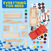 Klever Kits 4 PC Racing Cars Painting Kit, Arts and Crafts for Kids Age 6-12,Paint Your Own Wooden Cars, Car Activities for Kids,Birthday Creativity Presents for Boys Ages 6 7 8 9 10 11 12