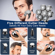 Head Shavers for Men LED Bald Head Shaver Cordless Rechargeable Electric Shavers with 5 Replaceable Grooming Shaving Heads IPX7 Waterproof Grooming Kit with Beard Clippers Nose Trimmer