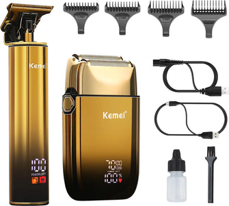 KEMEI Hair Trimmer & Electric Razor, Foil Shaver, Men's Hair Clipper, Cordless Beard Trimmer, USB Rechargeable, Men's Grooming Kit for Barbers/Home Use