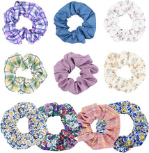 Hair Scrunchies 10 Pcs Chiffon Flower Scrunchie Ties, Soft Ropes Ponytail Holder Hair Accessories, Elastics Ponytail Hair Bands Hair Ties Hair Accessories Scrunchies for Women Girls Ladies