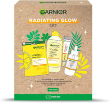 Garnier's Radiating Glow Gift Set for Face, with Vitamin C Serum, Face Mask, Micellar Cleansing Water & Eye Cream, Approved by Cruelty Free International