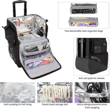 Large Makeup Train Case with 4 Clear Makeup Bags Set, Travel Cosmetic Makeup Case for Hairstylist, Hairdresser Bag with Detachable Pouch, Heat Insulation and Anti-scalding Full Layer