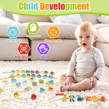 42Pcs Toddler Threading Toys, Wooden Montessori Toys for 2 3 Year Olds Girls Boys, Fine Motor Skills Toys for 5 Year Olds, Educational Learning Toys Gifts Toddler Threading Beads Crafts Activities