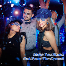 Dreamtop 3Pcs 70s Sequin Hat Abba Hat Abba accessories Women Disco Accessories with Sequins Hat Sunglasses Earrings Disco Costume Set for Women Theme Party Birthday Dance