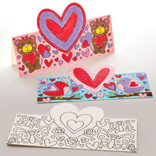 Baker Ross FX954 Hearts Colour In Cards - Pack of 10, Valentines Craft Kits for Kids