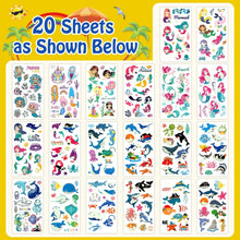 Leesgel 230 Styles Glow Kids Tattoos, Temporary Tattoos for Kids with Shark Mermaid Fake Tattoo Stickers, Toys Gifts for Girls Party Bag Fillers Ocean Under the Sea Mermaid Party Decorations Favors