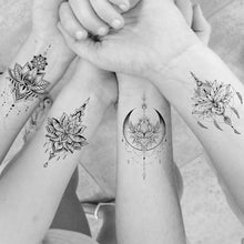 EGMBGM 15 Sheets Sexy Black Lotus Temporary Tattoos For Women Wedding Brides, Tribal Fake Jewelry Pendant Lace Moon Moth Flowers Temp Tattoos Temporary Sticker For Girls Arm Neck Hand Tatoos Jewels