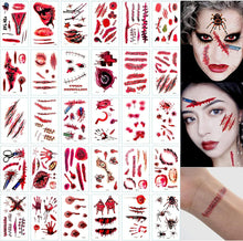 30 Sheets Halloween Temporary Tattoo Stickers Scars Waterproof Halloween Tattoo,Halloween Makeup Tattoos Stickers Family Kit,Suitable for Women Men Boy and Girl Masquerade Halloween Party