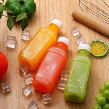 FRIUSATE 6 Pcs 7.8oz/230ml Juice Bottles Square Shot Bottles with Lids Plastic Leak-Proof Drink Bottles Reusable Shot Bottles for Smoothie Juice Beer Milk