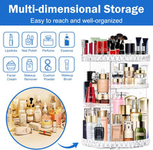 360 Degree Rotating Acrylic Makeup Organiser, Adjustable Cosmetic Storage Skincare Makeup Spinning Holder Lipsticks Brushes Perfume Display Stand Box, Perfect for Dresser, Bedroom, Bathroom(Clear)