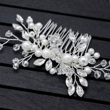 Bride Flower Wedding Hair Vines Crystal Hair Piece Bridal Hair Accessories Pearl Hair Pins Headpieces Accessories Handmade Flower Rhinestone Headpiece for Brides Bridesmaids Women Girls