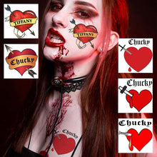 LAROI 25 PCS Bride Of Chucky Tattoo Heart For Women Girls Kids, Tiffany Costume Bride of Chucky Accessories, 3D Halloween Face Tattoo Makeup Kit Fake Chucky Heart Tattoo Stickers Decals