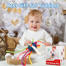 Hooku Montessori Toys for 2 Year Old, Sensory Toys for Babies, Food Grade Silicone Pull String Activity Toy, Fine Motor Skill Toys for Toddlers, Baby Travel Toys, Baby Girl Boy Gifts