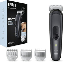 Braun Body Groomer 3, Manscaping Tool For Men With SkinShield Technology, Sensitive Comb, Wet & Dry, 100% Waterproof, UK 2 Pin Plug, BG3350, Black/Grey