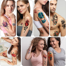 77 Sheets Flowers Temporary Tattoo, 17 Sheets Half Arm Rose Butterfly Snake Skull Fake Tattoos for Adults Arm Neck, 60 Sheets Tiny Realistic Temporary Tattoos Waterproof for Women Girls and Kids