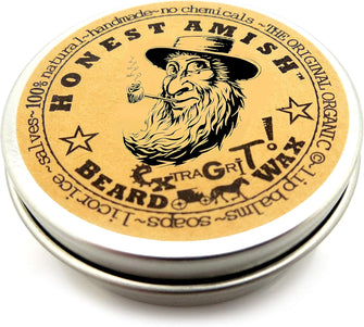 Honest Amish Extra Grit Beard Wax - All Natural and Organic - Hair Paste and Hair Control Wax