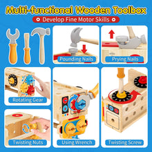 Lehoo Castle Wooden Kids Tool Set - Wooden Montessori Toys for 2 3 4 Year Old, Educational Role Play Construction Toys Tool Box Bench for Toddler Boys Girls