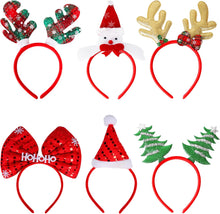 KEYIDO 6 Pack Christmas Headbands, Christmas Hat Snowman Christmas Tree Reindeer Antlers Christmas Headband Headwear Hairband for Adults Women Kids Xmas Costume Party Photos Booth