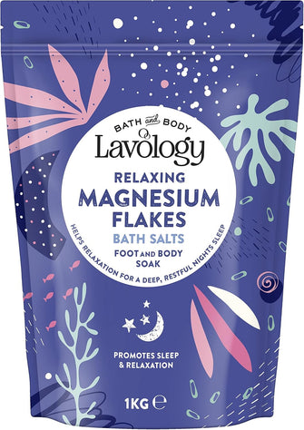 Magnesium Flakes Bath Salts by Lavology - 1kg - All Natural Ingredients - Calming & Relaxing Bath Salts