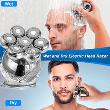 Head Shavers for Men, 7D Electric Head Shaver for Bald Men, 6-in-1 Wet & Dry Rotary Head Razor for Face & Head with Dispaly, Men's Grooming Kit with Beard/Nose Trimmer, Brush, Wireless Charging Base