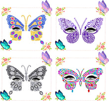 4 Sheets Face Jewels, Face Gems for Festivals, Self-Adhesive Face Rhinestone Stick on Eyes Body, Crystal Butterfly Face Gems for Women and Girls, Face Stickers Festival for Rave Festival Party