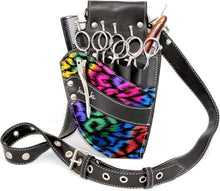 Hairdressing Scissor Pouch by Kassaki Black Check Tool Belt Bag Limited Edition (Rainbow Leopard)