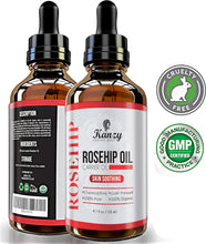 Kanzy Rosehip Oil for Face 120ml Organic Cold Pressed 100% Pure Natural, Hydrating, Nourishing & Moisturising Rosehip Seed Oil for Skin, Hair, Nails, and Body Oil