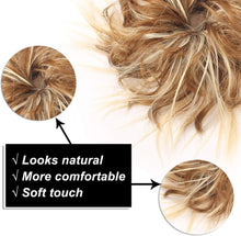 FAELBATY Messy Hair Bun Tousled Updo Hair Piece Scrunchies Extension with Elastic Rubber Band Curly Wavy Messy Hairpieces for Women Girls 1PCS (12AH613)