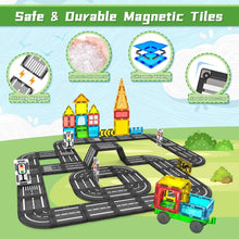 Magnetic Tiles Road Set, Magnet Tiles for Kids Ages 3-5 4-8 5-7, Magnetic Building Blocks Montessori Educational STEM Creativity Toys 3+ Year Old Boys & Girls Toddlers Kids Christmas Birthday Gifts