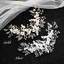 Handcess Flower Bride Wedding Pearl Headband Silver Crystal Bridal Hair Accessories Rhinestone Wedding Headpiece for Bride and Bridesmaids (Silver)