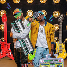 Inflatable Party Props Guitar Inflatable Saxophone Microphone Balloons Fun Musical Instruments Accessories for Pool Birthday Party Supplies Favors Photo Booth Props 80s 90s Carnival Disco Party