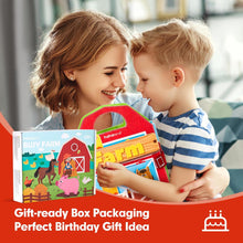 hahaland Books for 1-3 Year Olds  15-in-1 Montessori Busy Book & Sensory Board, Educational Baby Felt Toddler Activity Book, for 18-Month-Old Girls Boys Travel Quiet Book Plane Toys -Farm