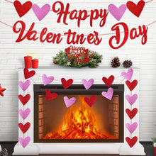 ELECLAND 5 Pcs Valentine's Day Decorations 4 Pcs Glitter Valentine's Day Banner with Happy Valentine's Day Cake Topper Valentines Day Garland for Party Anniversary Wedding Engagement Bridal Shower