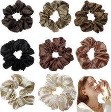 8 Pcs Silk Hair Scrunchies, Women Silk Hair Scrunchies for Frizz Prevention, Silk Satin Hair Scrunchies Elastic Hair Bands Ponytail Holders Soft Hair Ties Ropes for Girls Ladies