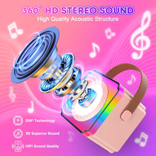 Gontence Karaoke Machine 2 Microphones, Gift Toys for Kids Age 3-12 Year Old, Mini Karaoke Machines for Girls with LED Party Lights, Magical Voice, Gift Card, Birthday Gifts for Kids 3-15 Year Old