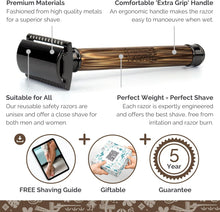 Jungle Culture Bamboo Safety Razor for Men & Women  Premium Eco Friendly Razor  Fits Double Edge Razor Blades  Single Blade Reusable Mens Razor  Zero Waste  Dark Wood Handle Slim