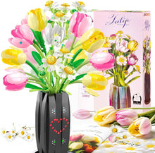 BAKA Flowers Bouquet Toys Building Set with Vase - Artificial Flowers with Tulips and Daisy for Adults, Home Decor, Arts & Crafts, Birthday Gift Idea for Her, Him
