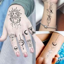 COKTAK 28 Sheets Outer Space Temporary Tattoos For Kids Women Men, 3D Fake Realistic Star Sun Moon Tattoo Stickers Boys Girls, Long Lasting Geometric Planets Universe Tattoos Neck Small Solar System