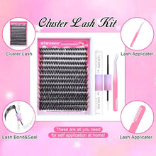 Individual Lashes Cluster Eyelash Kit DIY Lash Extension Kit 280pcs Individual Lashes with Bond and Seal, Natural Russian Cluster Lashes at Home Lash Extensions Kit for Self Application (50p, 8-16MM)