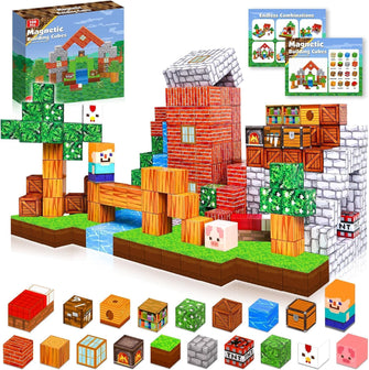 Magnetic Blocks  100PCS Magnetic Building Blocks, Constructions Toys for Boys & Girls Age 3 4 5 6 7 8 9 10 STEM Montessori Stacking Toy, Sensory Magnetic Tiles Building Brithdays for Toddlers