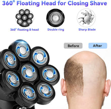 Head Shavers for Bald Men, zeroto 8D Bald Head Shaver 6-in-1 Electric Shavers Men Wet Dry Mens Head Shaver Cordless Rotary Shaver Grooming Kit with Beard Clippers Nose Trimmer for Men Head Face Skin